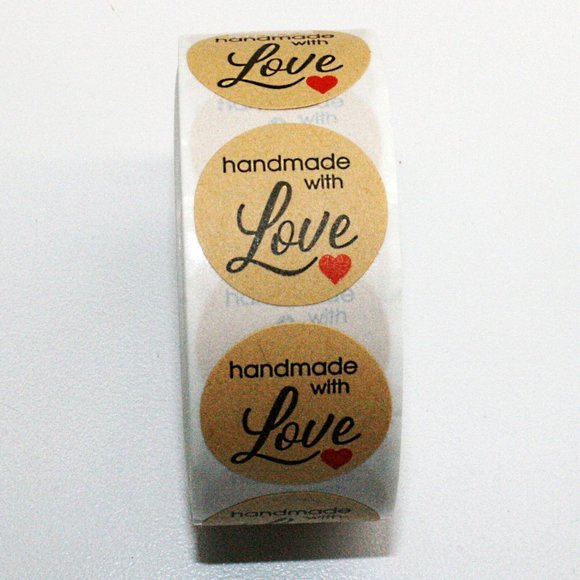 STICKERS - 100 Labels Handmade with Love Thank You Packaging Shipping Supplies - Picture 1 of 8